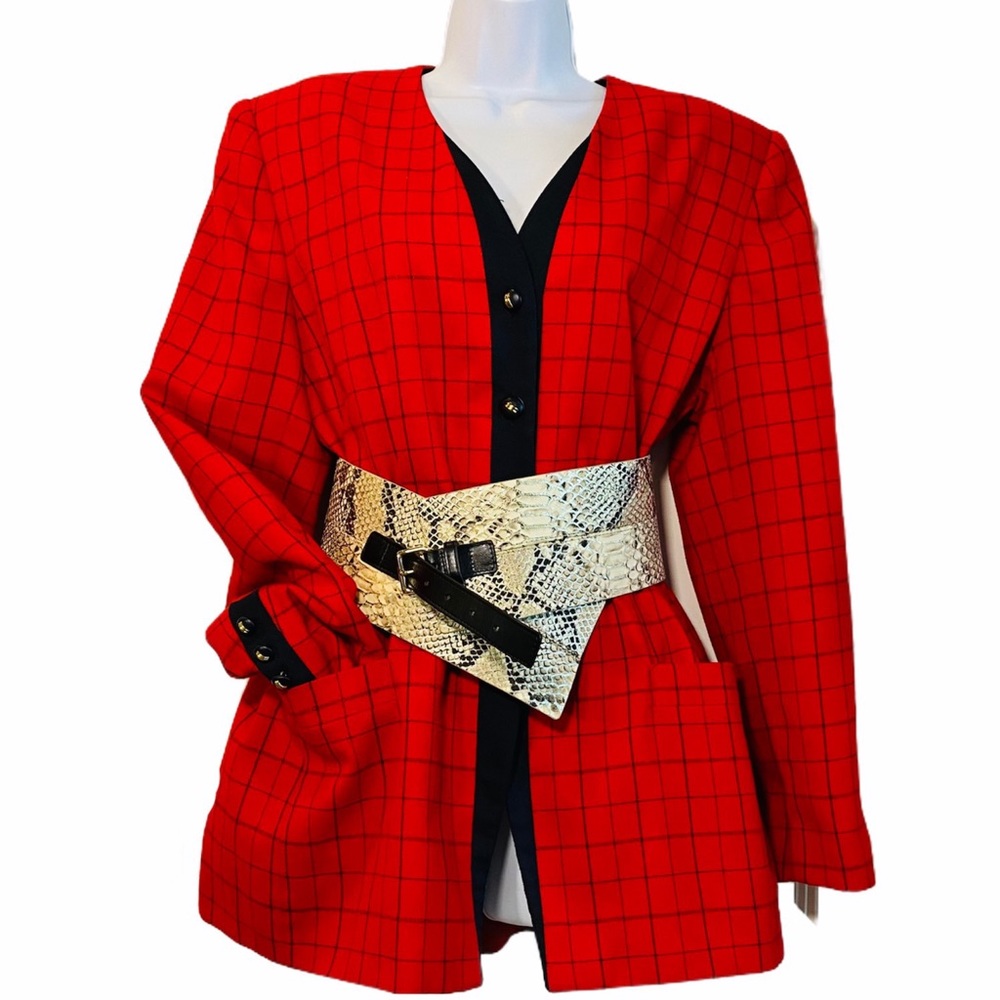 Vintage Red Sasson Paris New York Red Check Blazer